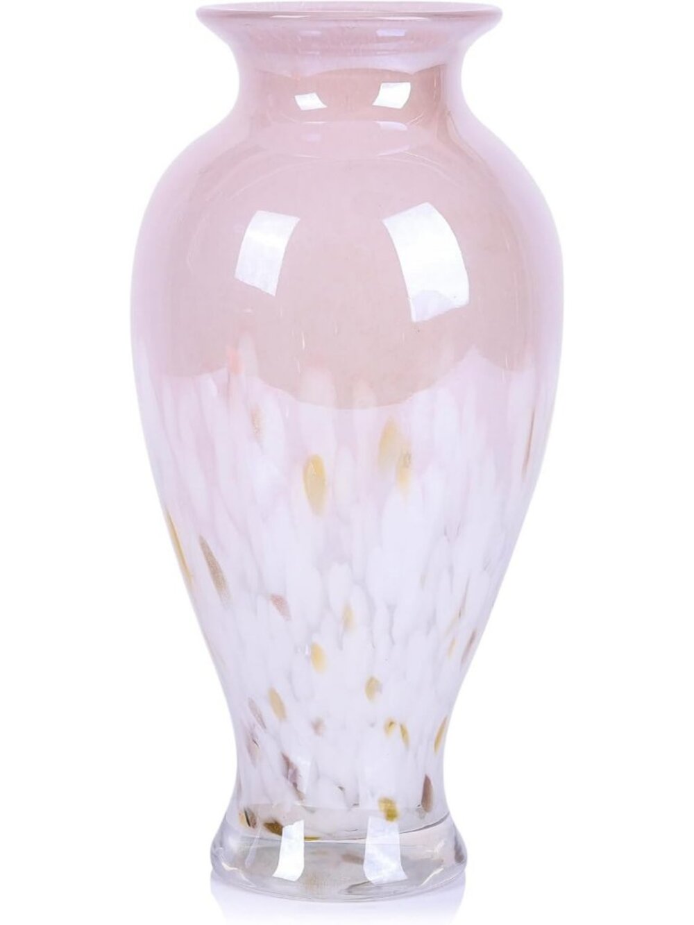 11.8" Tall Colorful Opaque Glass Vase - Unique Wide Mouth Art Decor for Home